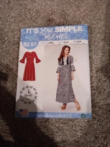 Its Sew Simple McCall's L9602 Pattern Misses Dress Flare Sleeve Size XS S M L XL - Picture 1 of 1