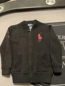 RALPH LAUREN POLO Full Zip Winter Cable Sweater  Black Size 5 Excellent Cond - Picture 1 of 4