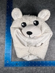 Polar Bear Beanie Toque Youth Kids White One Size Knit Polyester Ear Flap Ears - Picture 1 of 7