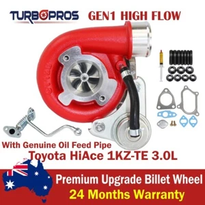 GEN1 High Flow Turbo With Genuine Oil Feed Pipe For Toyota HiAce 1KZ-TE 3.0L - Picture 1 of 16