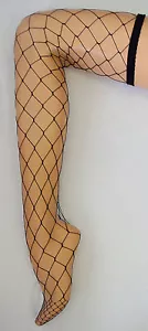 FISHNET LARGE NET THIGH HIGH STOCKINGS STAY UP FASHION BLACK FAST POST - Bild 1 von 2