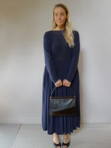 Vintage 50s black leather patent hand bag purse very good - Picture 1 of 7