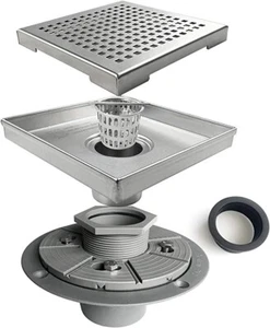 Neodrain 6" Brushed Finishing Square Shower Drain with Removable Grate SP-6-S04 - Bild 1 von 6
