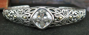 Brazalete con bisagras Angela by John Hardy plata esterlina 925 y oro 14K circonio - Imagen 1 de 10