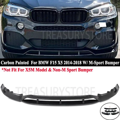 Parachoques delantero divisor de labios para BMW F15 X5 M Sport 2014-2018 estilo GT aspecto carbono Foto 1 de 4