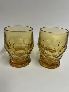 Vintage 2 Libbey Viking Georgian Honeycomb Amber Glass Tumblers - Picture 1 of 11