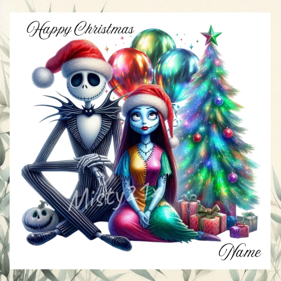 MISTY21X Personalised JACK SKELLINGTON CHRISTMAS Card Greeting Nightmare XMAS Sally