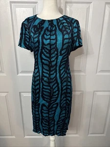Vestido para mujer TORY BURCH Congo Leaf Modesto Seda Talla 14 Manga Gorra Verde azulado - Imagen 1 de 10
