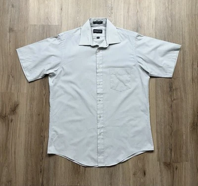 Botany 500 Men’s Vintage Polycotton Light Grey Short Sleeve Pocket Shirt 15.5 - Изображение 1 из 4