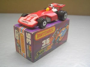Matchbox Superfast MB36 Formula 5000 Red Texaco + Champion Labels Mint in Box - Picture 1 of 12