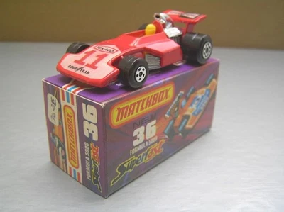 Matchbox Superfast MB36 Formula 5000 Red Texaco + Champion Labels Mint in Box - Image 1 of 4