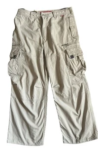 vintage molecule cool fusion clothing cargo trousers Beige AdjustL W35-38 L32 - Picture 1 of 12