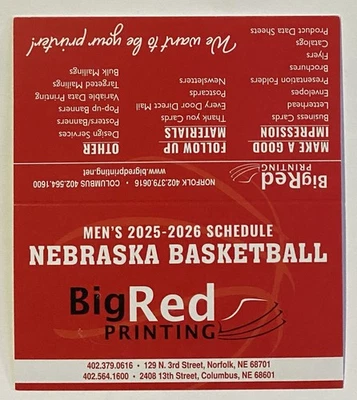 2025-2026 NEBRASKA CORNHUSKERS Schedule 🏀 College Basketball Sked COOL‼️ - Image 1 of 2