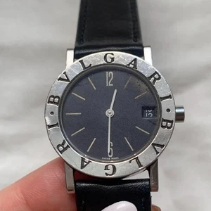 Reloj Bulgari BB30SLD esfera negra para hombre correa negra redonda usado de Japón envío gratuito - Imagen 1 de 9