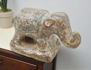 Antique Sand Stone Elephant Figurine Original Old Fine Hand Carved - Picture 1 of 7