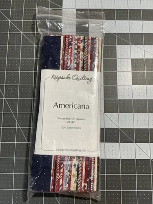 Keepsake Quilting Americana Layer Cake, 25 X 10” Squares In Red,white and Blue - Image 1 of 2