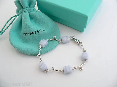 Pulsera Brazalete Tiffany & Co Plata Azul Calcedonia Piedras Preciosas Regalo Bolsa Amor Foto 1 de 4