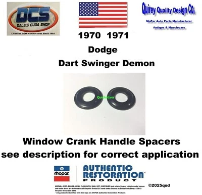 1970 71 Dart Swinger Demon Manivela Ventana Manivela Espaciadores 2935231 Kit NUEVO MoPar Foto 1 de 2