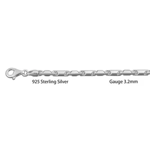 925 Sterling Silver Men Women Chain Bracelet - Heshe 12 - Picture 1 of 1