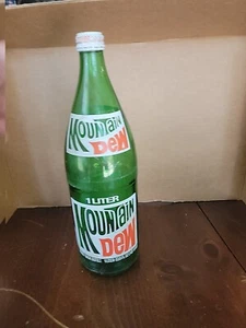 Vintage Mountain Dew 32 oz Green Glass Bottle Soda Cap Pop Return For Deposit - Picture 1 of 1
