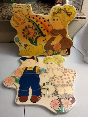 Vintage Cabbage Patch Kids  X-Large Wall Clocks Wooden Handmade Working    19x18 - Image 1 of 4