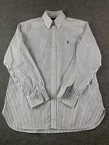 Polo Ralph Lauren Classic Fit Mens Long Sleeve Button Down Shirt Sz L White/Gray - Foto 1 di 10
