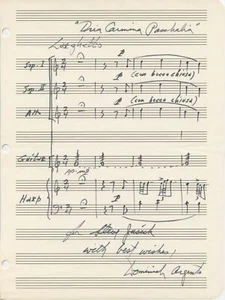 Argento, Dominick.: "Tria Carmina Paschalia" -  Autograph Musical Quotation - Picture 1 of 1
