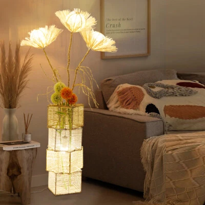 Led Floor Lamp Hand-Woven Floor Standing Accent Lamp Hotel Home Living Room USB - Image 1 of 4