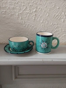The Pier Marjorelle Hand Painted Mug And Cup And Saucer - Picture 1 of 11