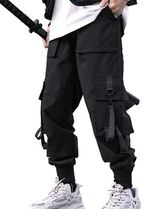 Niepce Streetwear Pants Casual Cargo Joggers with Straps - Picture 1 of 36