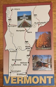 Postal mapa de colección de Vermont década de 1980 sin usar - Imagen 1 de 1