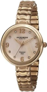 Akribos XXIV AK765YG Impeccable MOP Diamond Dial Goldtone Womens Watch - Picture 1 of 5