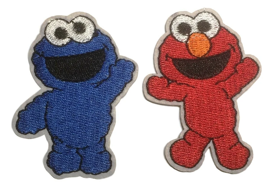 Cookie Monster and Elmo 2.5 Inches Tall Embroidered Iron On Patch Set of 2 - Image 1 of 1