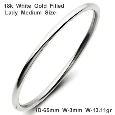 Brazalete Brazalete Real Oro Blanco 18k Lleno Sólido Damas Talla 65mm Foto 1 de 3