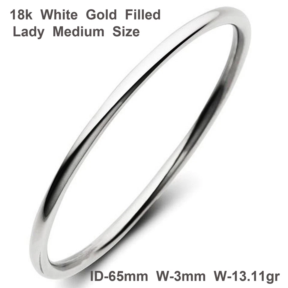 Brazalete Brazalete Real Oro Blanco 18k Lleno Sólido Damas Talla 65mm Foto 1 de 3