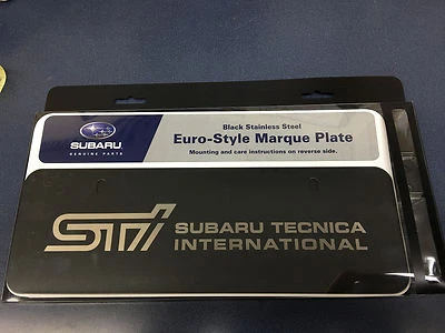 Genuine OEM Subaru Euro Style STI Marque Plate Matte Black SOA342L133 NEW WRX - Image 1 of 2