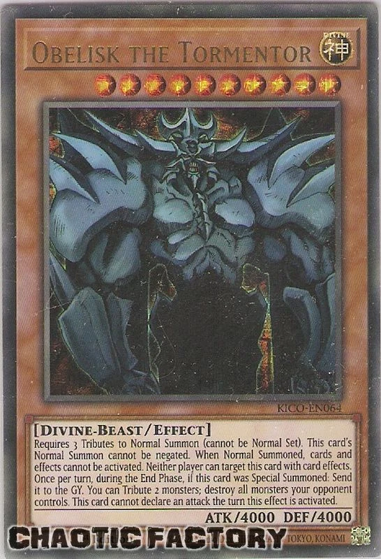 YUGIOH KICO-EN064 Obelisk the Tormentor Ultra Pharoh's rare 1st Edition NM - Image 1 of 1
