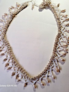 20" Faux Pearl Braided Beaded Teardrop Fringe Embellishment DUI-New-1990's -NYC - Picture 1 of 4
