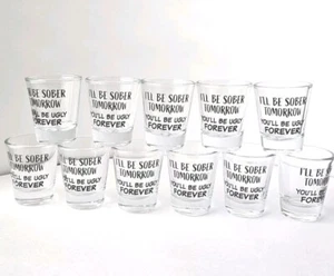 12er Pack Glas Shots I'LL BE SOBER TOMORROW 1,5oz, klare Gläser Shots. Bestes Geschenk. - Bild 1 von 5