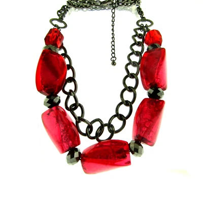 Collar llamativo Lucite de lámina rosa fucsia 1*22 a 24 Foto 1 de 4