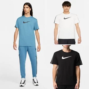 Nike Mens Repeat T Shirt Club Swoosh Sportswear Classic Logo Crew Neck Tee - Picture 1 of 17