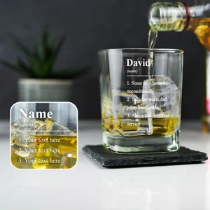 Sustantivo personalizado cuadrado vaso de whisky grabado cristalería personalizada sustantivo definición - Imagen 1 de 7