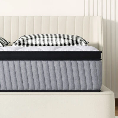 TWOLIKE 12 Inch Full Size 54*75*12 inch Gray Medium Firm Spring Foam Mattress in a Box