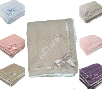 Personalised Baby Blanket Embroidered Soft Fleece Boy Girl Gift Set Newborn  - Image 1 of 4