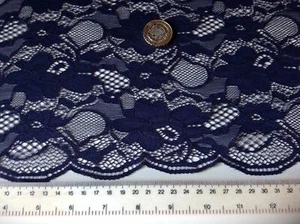 NEW Designer Navy Stretch Floral Corded Lace Fabric 59"150cm Scalp Border Rachel - Picture 1 of 6