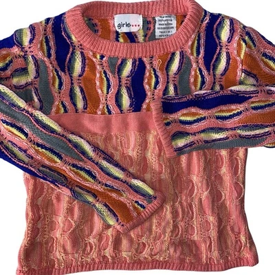 Suéter Tejido con Cable 3D Estilo Coogi De Colección Niñas 6x Lindo Cosby Kidcore Grial Colorido Foto 1 de 4