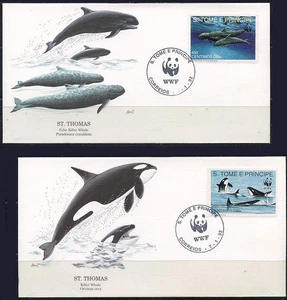S. Tome E Principe: 1992 WWF Whales Audubon Society First Day Covers - Picture 1 of 1
