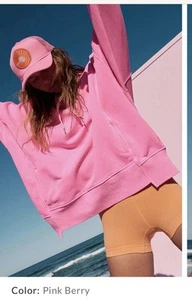 Sprint To The Finish Free People Hoodie NWT Bright Pink womans - Picture 1 of 4
