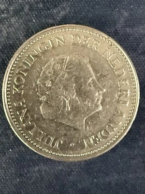 1 1971 Antillas Neerlandesas, 1 florín, km# 12 - Reina Julián de la Monarquía Holandesa Foto 1 de 4