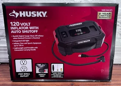 Husky 120V LED Light Compressor Inflator with Auto Shutoff H120N - Image 1 of 4